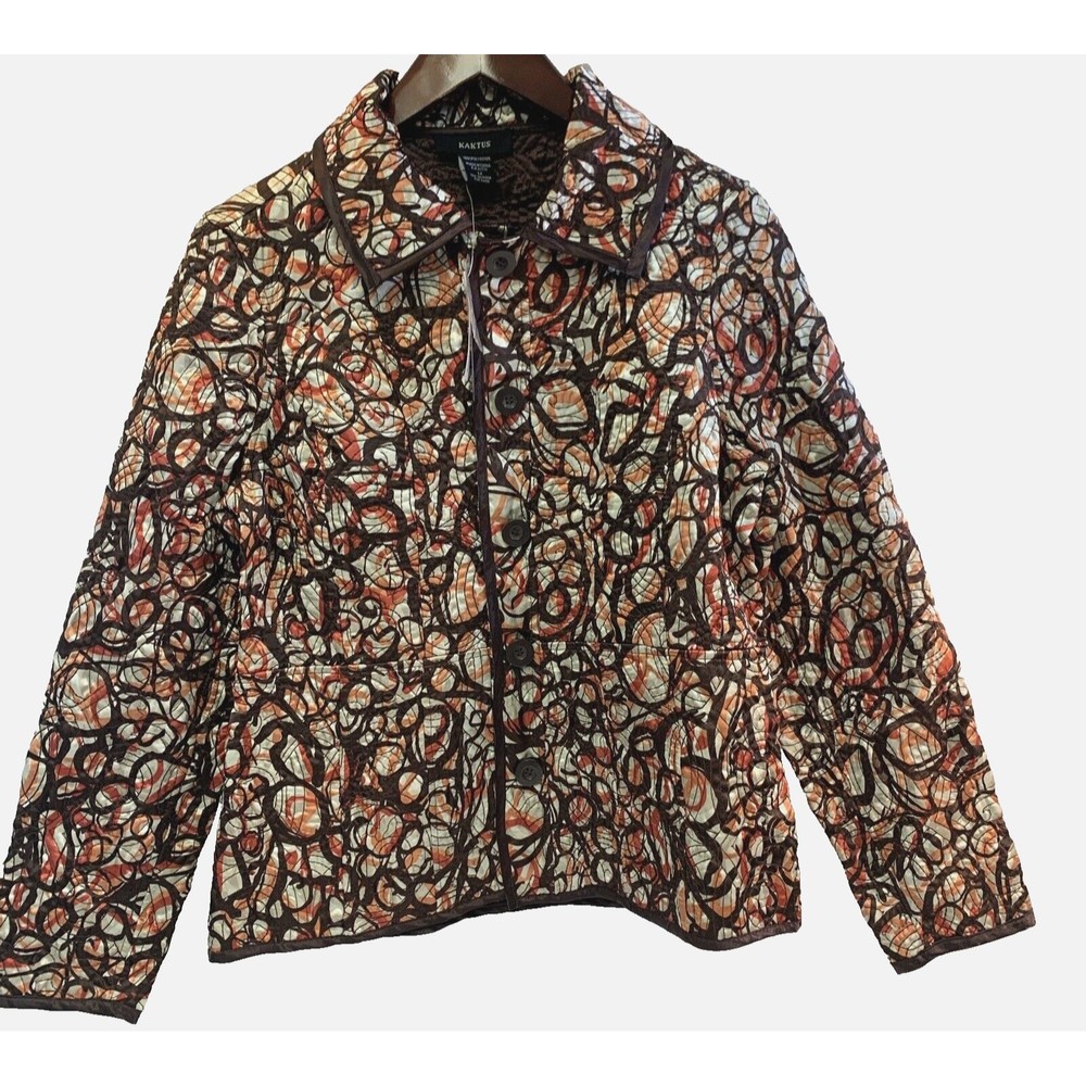 Kaktus Quilted Brown, Orange, Lightweight 2 in 1 Quilted Jacket Size M MSRP $80